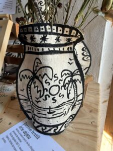 Jarrón de tela Blanco y Negro  no.1 - GRANDE